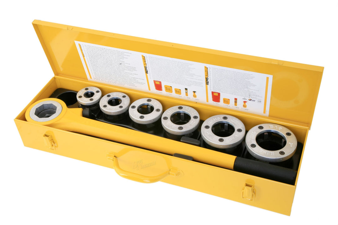 Rems elektrische Handschneidkluppe EVA Set 1/2" - 2" im Stahlblechkasten