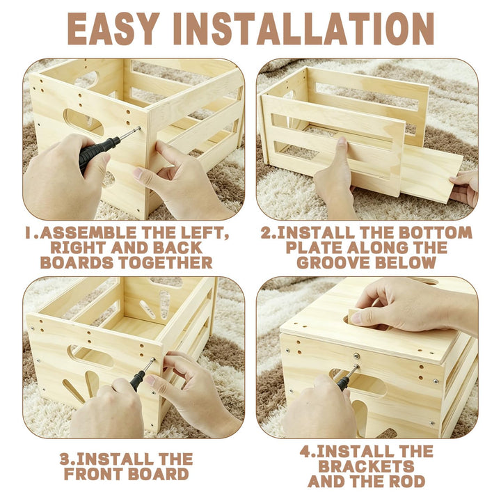 Holz Babyparty Kiste mit Griff, Baby Geschenk Korb mit 5 Kleiderbügeln, Dekorative Baby Aufbewahrung