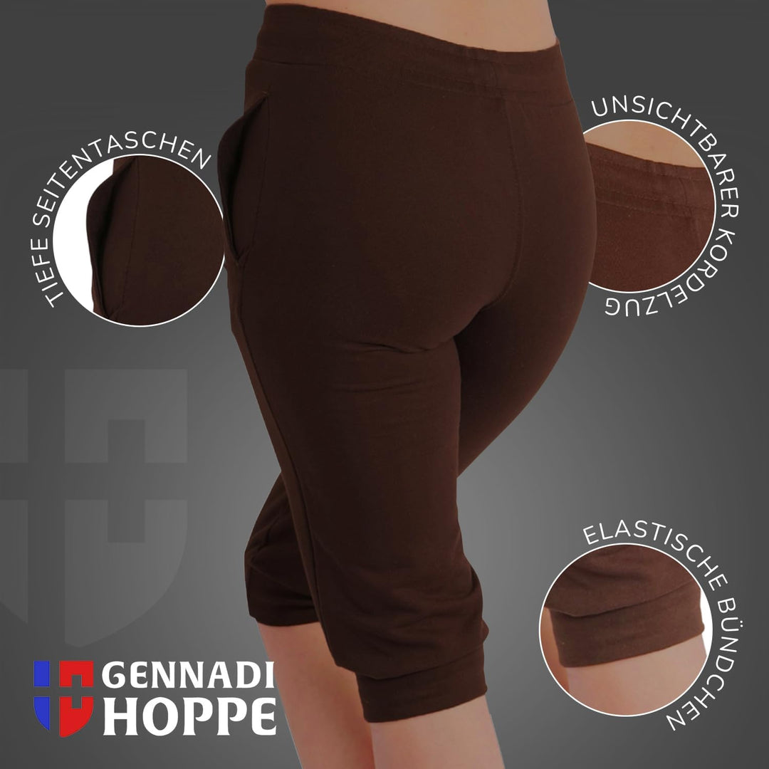 Gennadi Hoppe Damen 3/4 Trainingshose Sporthose Kurze Hose Sport Fitness Jogginghose Shorts Barmuda