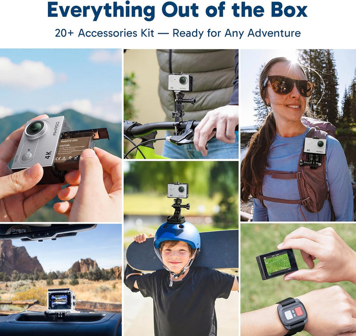 AKASO Action Cam EK7000 4K30FPS Action Kamera 170° Weitwinkel HD Unterwasserkamera 20MP WiFi wasserd