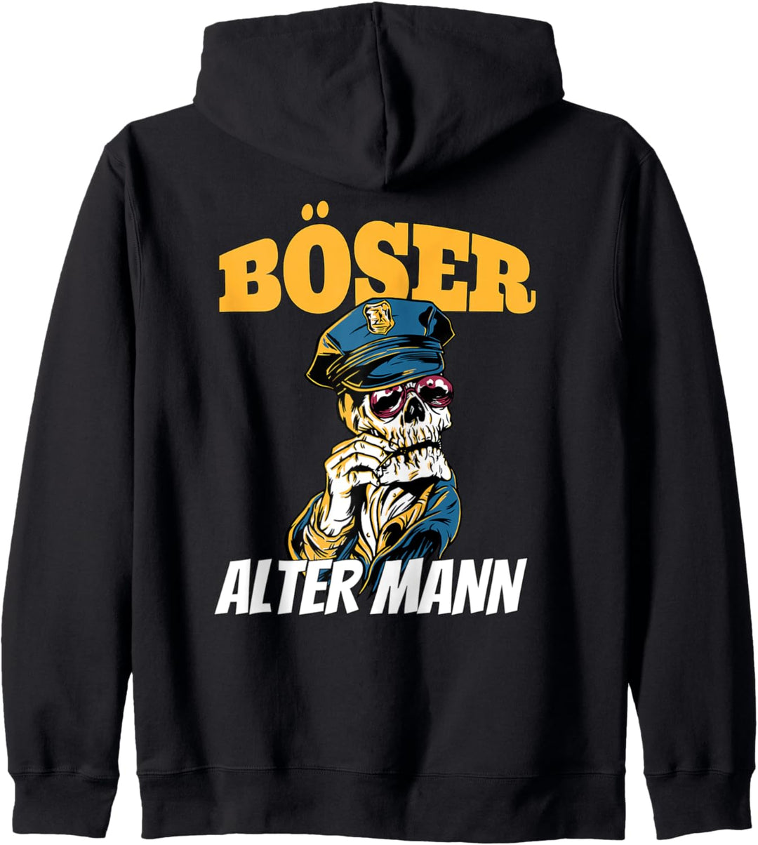 Retro Polizist Böser alter Mann als Totenkopf Schädel Skull Kapuzenjacke