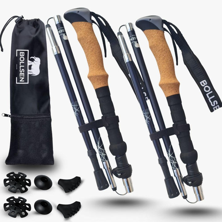 BOLLSEN Expedition Pro Wanderstöcke faltbar – Leichte Aluminium Trekkingstöcke, faltbar & höhenverst