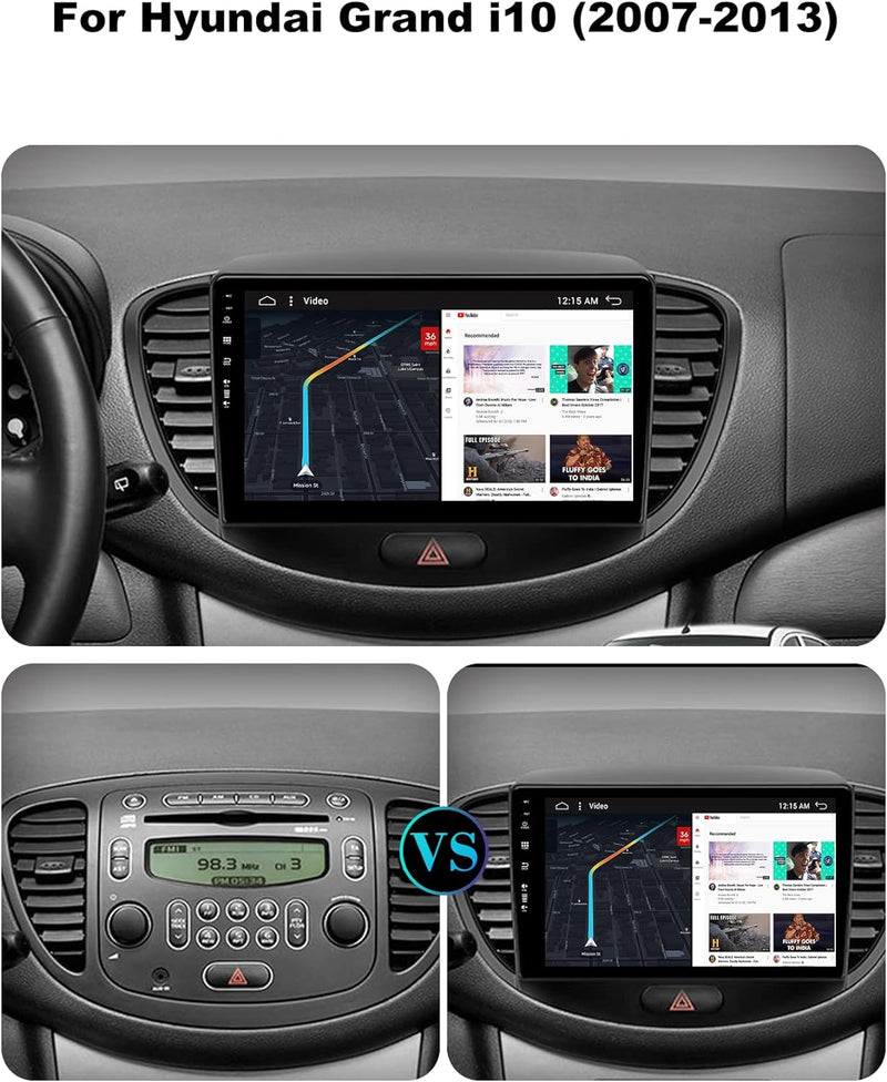 SXAUTO - 6G+128G - Android 12 IPS Autoradio für Hyundai I10 (2007-2013) - Eingebaut Carplay/Android