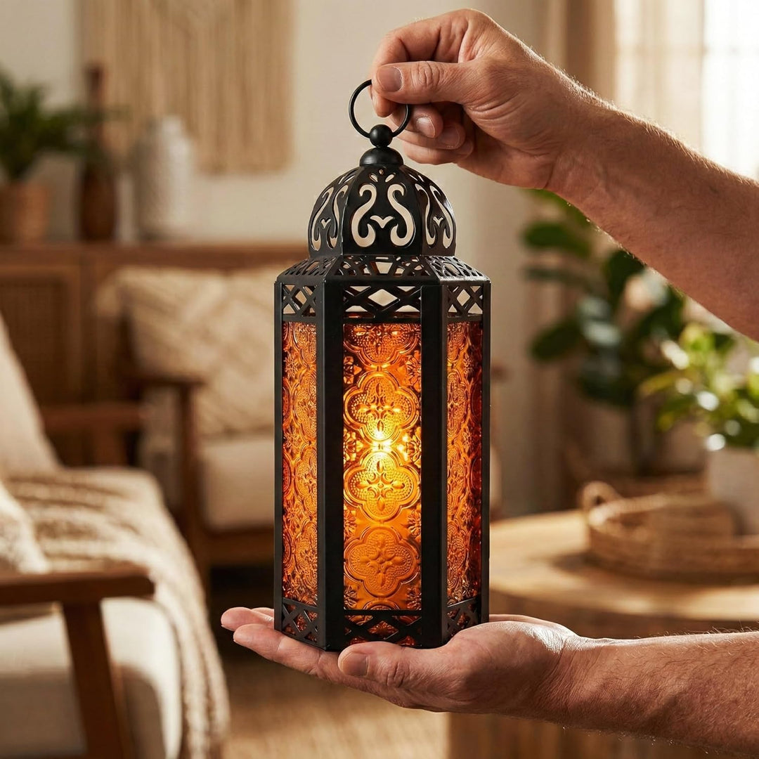 Vela Lanterns Marokkanische Lampenlaterne, dekorativer Kerzenhalter für Innen- und Aussenbereich, He