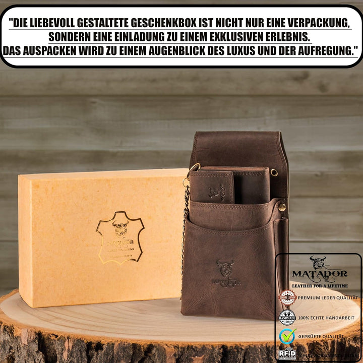 MATADOR Kellner Geldbörse Leder 'VICIO mit Kellnertasche Set | Kellnerportemonnaie Leder mit Kellner