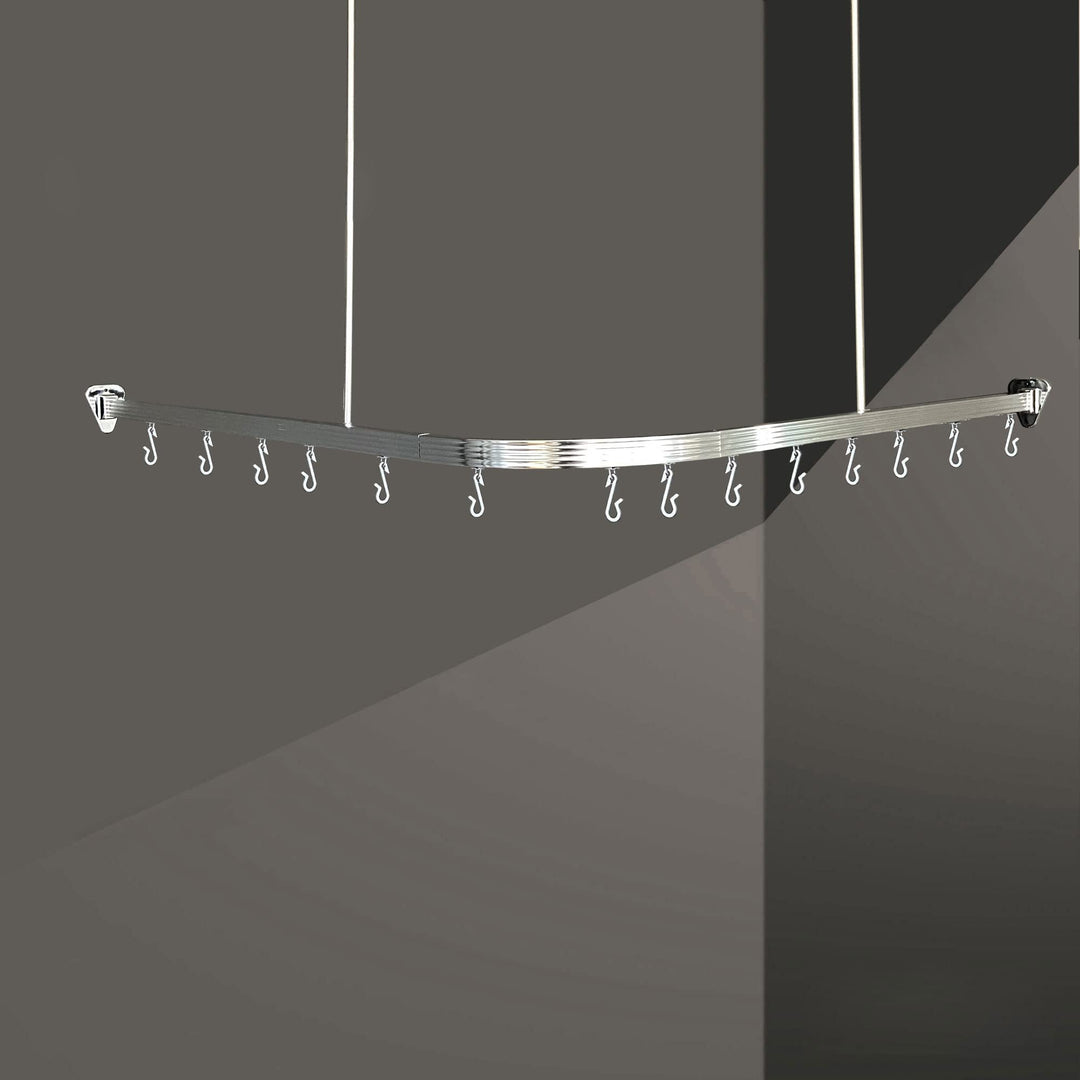 DUSCHVORHANG STANGE WINKELSTANGE VORHANGSCHIENE BARRIEREFREI WEISS CHROM (BADENA XL