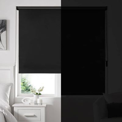Eurohome Verdunkelungsrollo Thermo Rollo 100x130cm (Stoffbreite 96 cm) Schwarz Klemmfix ohne Bohren