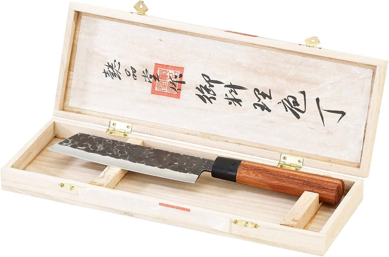 TokioKitchenWare Hackmesser: Fleischmesser mit Echtholzgriff, handgefertigt (Chinesische Messer, Nak