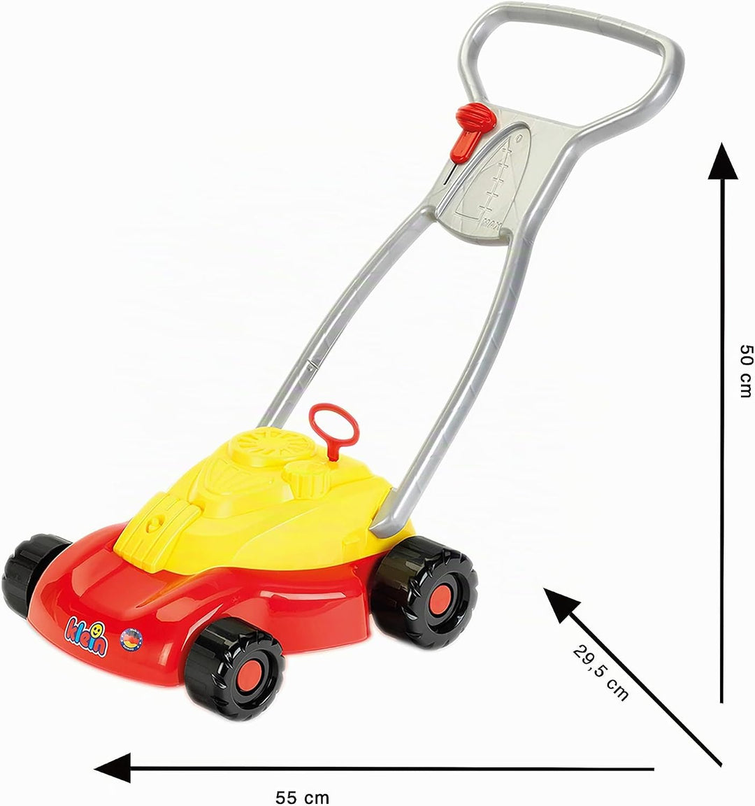 Theo Klein 2095 Rasenmäher, Robuster Spielzeugrasenmäher, Mechanische Ratsch- und Rattergeräusche, A