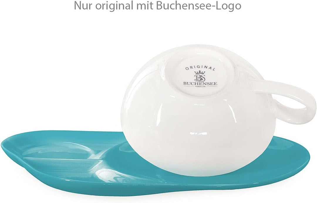 tea4chill Buchensee Tea for One mit Sieb Lena 500ml aus Crystal Bone China Porzellan in türkis. Teek