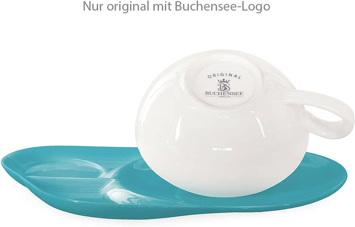 tea4chill Buchensee Tea for One mit Sieb Lena 500ml aus Crystal Bone China Porzellan in türkis. Teek