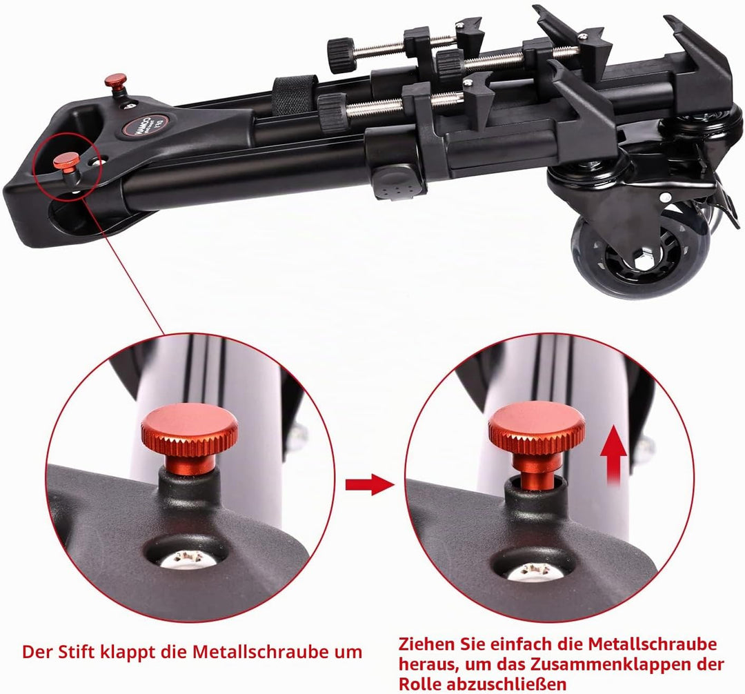 Fotografie Dreibein rollwagen,Schwerlast Einsätze mit grossen 2-Zoll-Gummi-Rädern, verstellbaren Bei