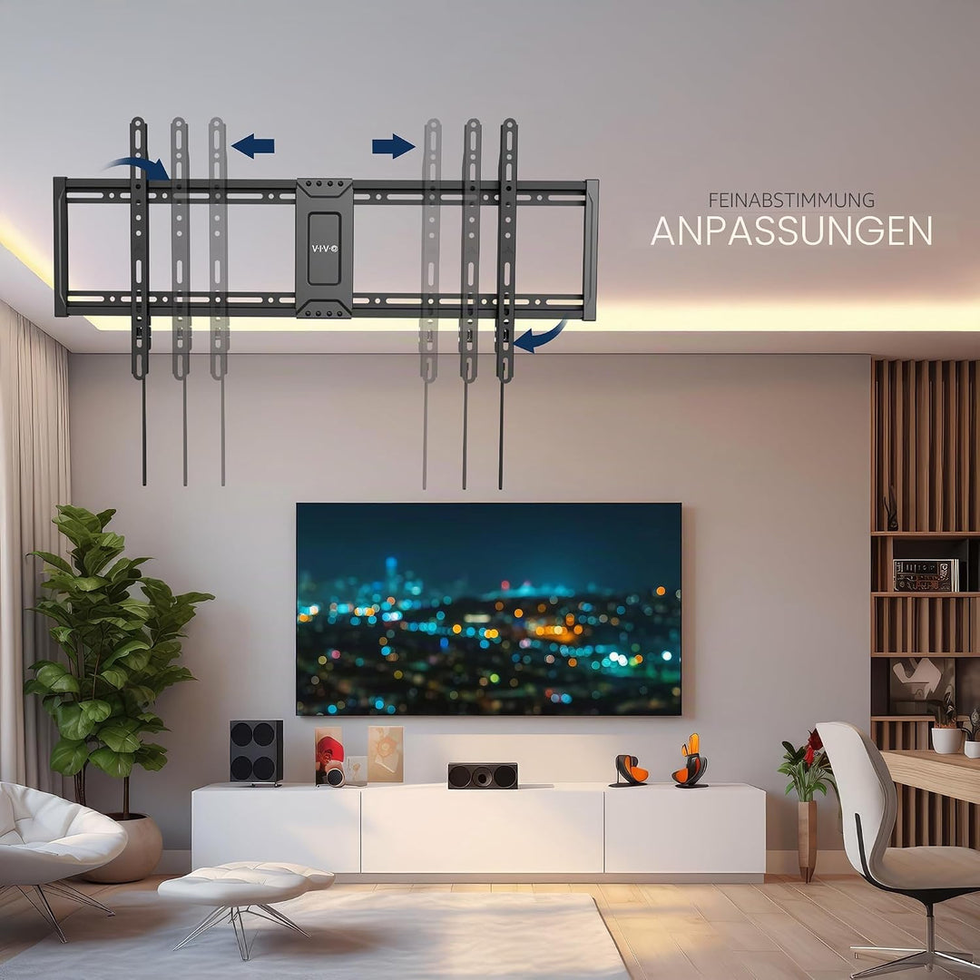 VIVO Wandhalterung für LCD- / LED-Bildschirme, 152,4 cm bis 254 cm (60 bis 100 Zoll), VESA, Schwarz,