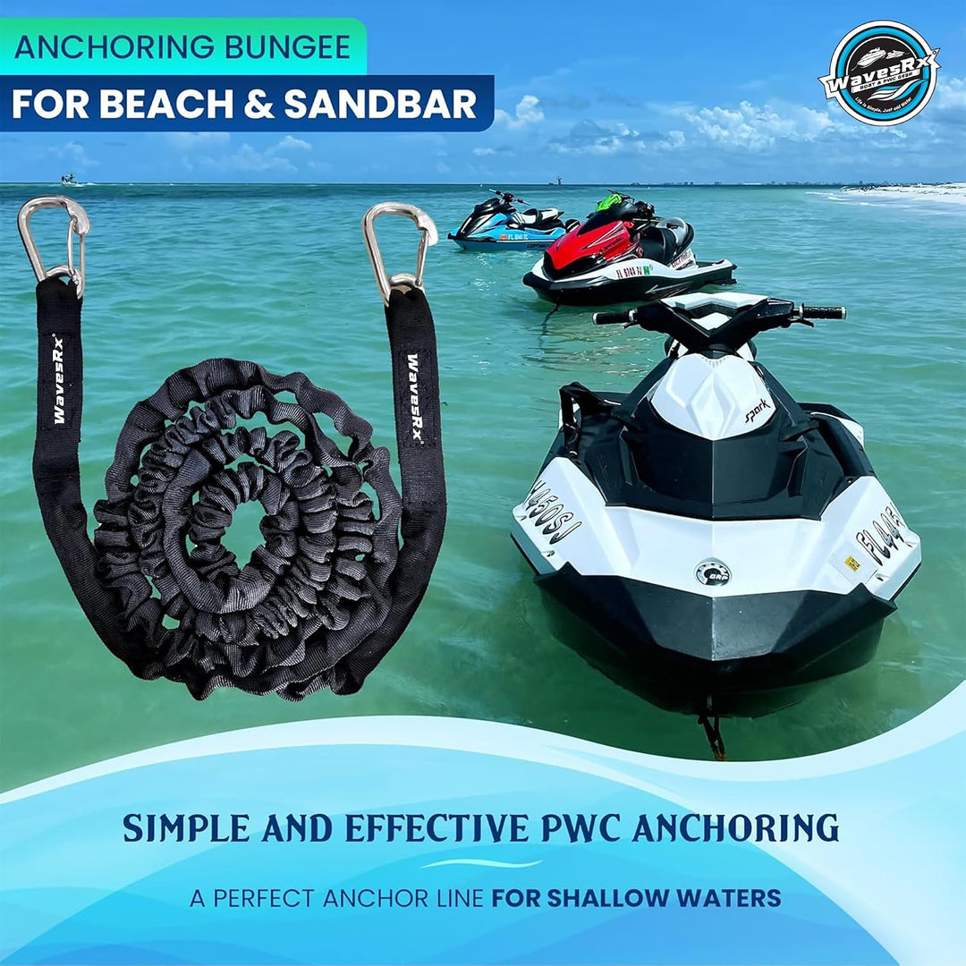 WAVESRX AnchorMate Bungee Line | Bungee-Ankerleinen für Boote, Jetskis und Kajaks (7-14 Black) 7-14