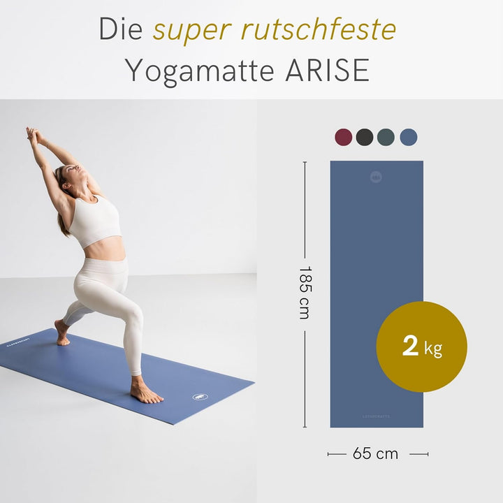 LOTUSCRAFTS Arise Yogamatte rutschfest, Made In Spain, Yoga Matte aus Naturkautschuk, 185 x 65 x 0,4
