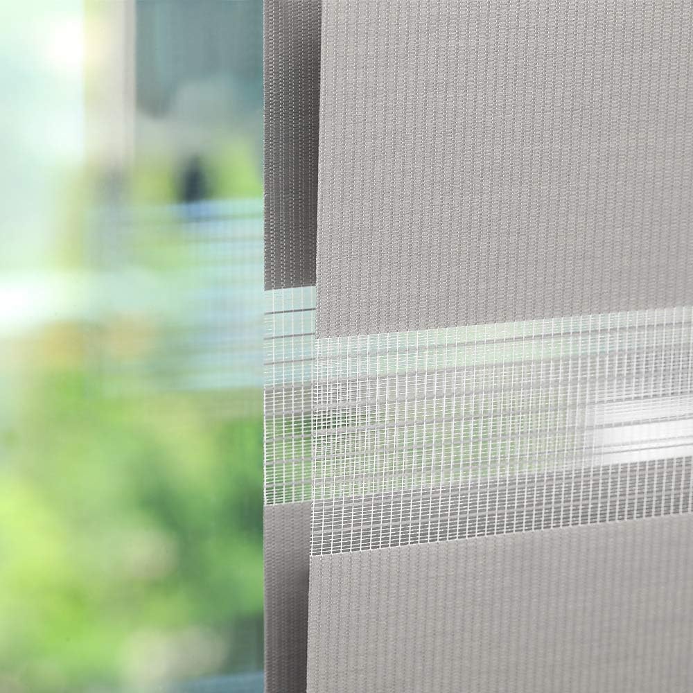 Eurohome Doppelrollo Klemmfix ohne Bohren, Duo Rollo,120cm x 150cm (Stoffbreite 116 cm) Grau Transpa