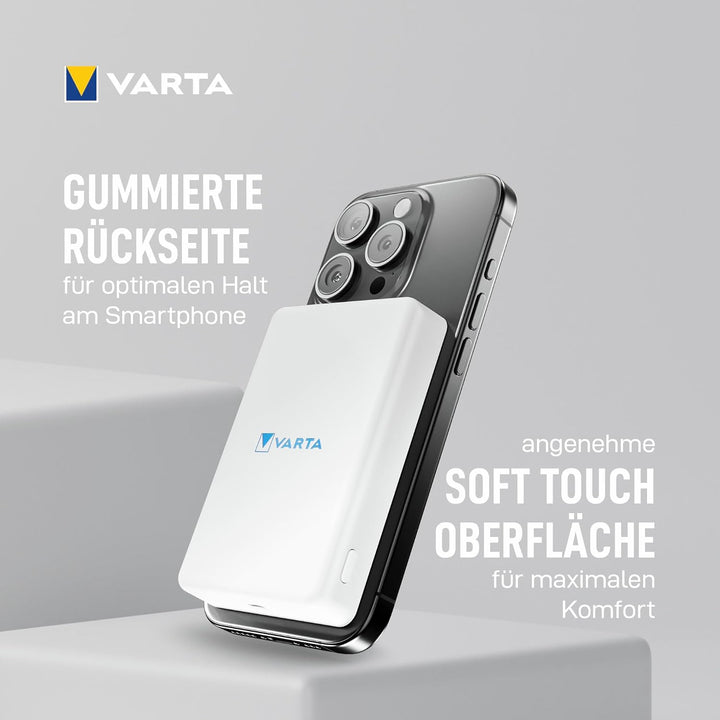 VARTA Mag Pro Wireless Powerbank 5000 mAh White, Box Mag Pro 5000 weiss, Mag Pro 5000 weiss