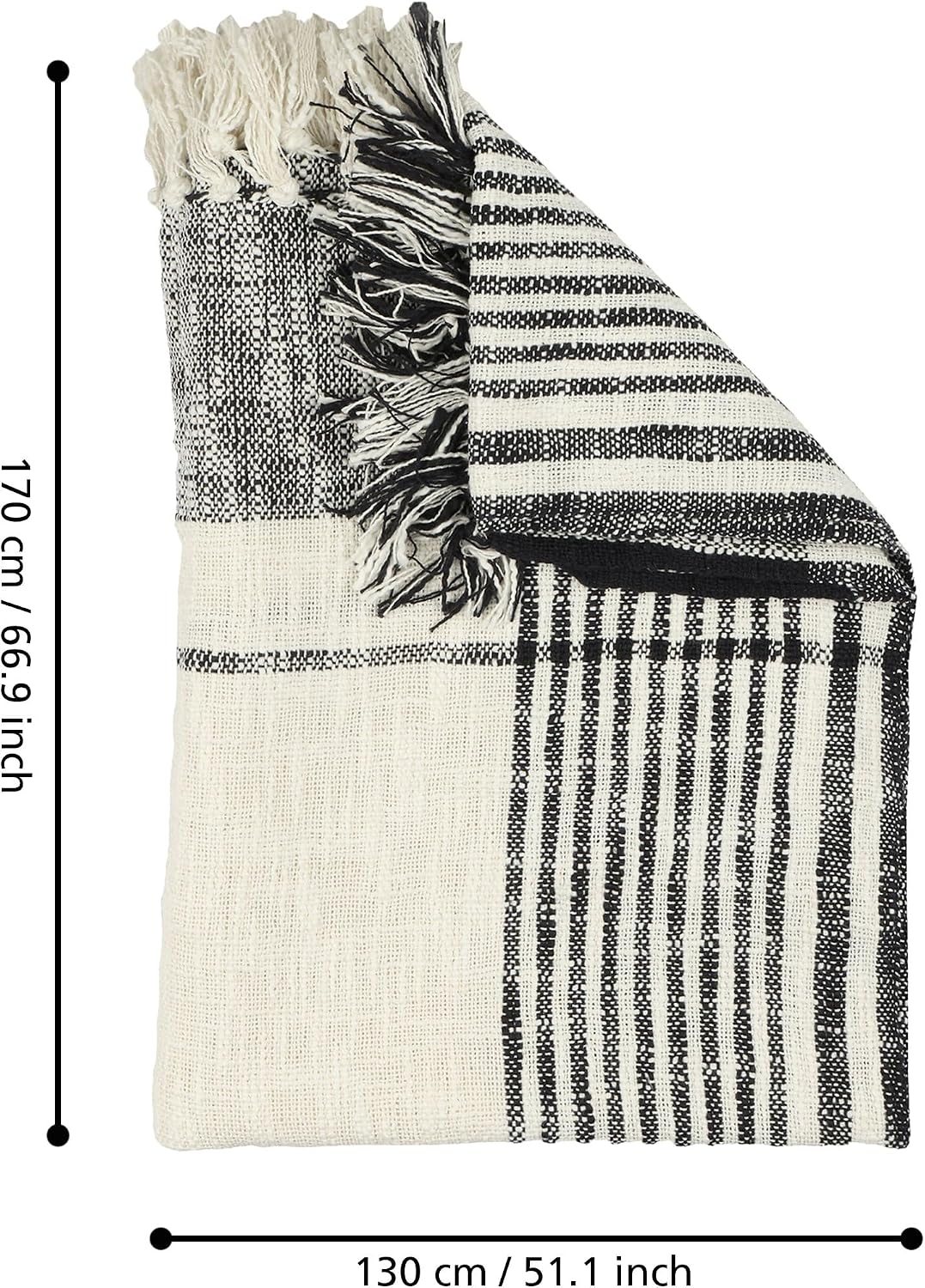EGLO LIVING Decke Chevery, gewebte Kuscheldecke, Wolldecke für Couch, Sofadecke aus Baumwolle in Wei