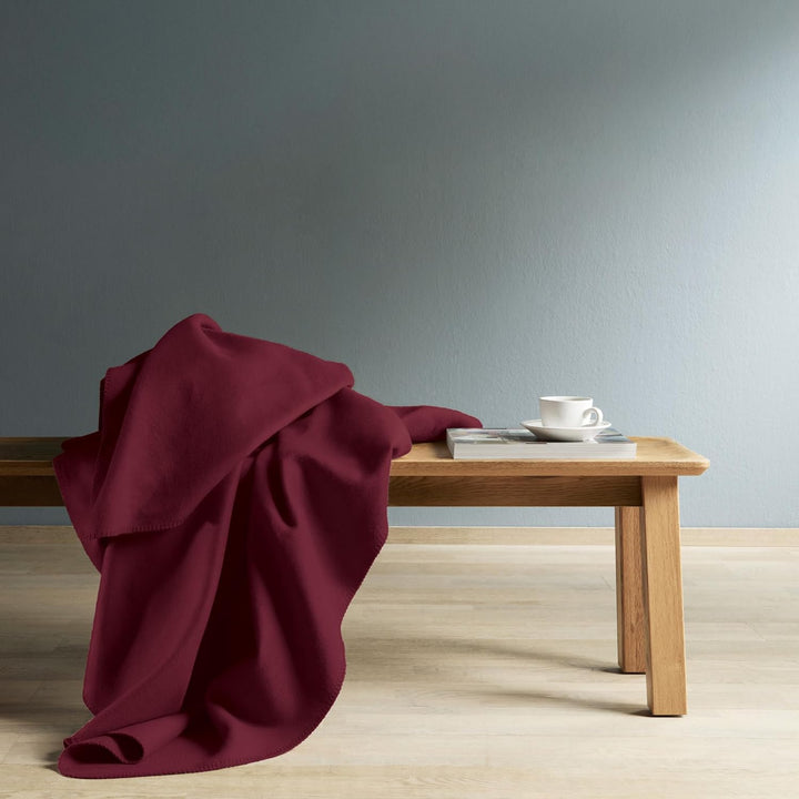 Erwin Müller Wohndecke Brescia 2er-Pack Uni Bordeaux Grösse 150x220 cm - schmuseweicher Flor, mollig