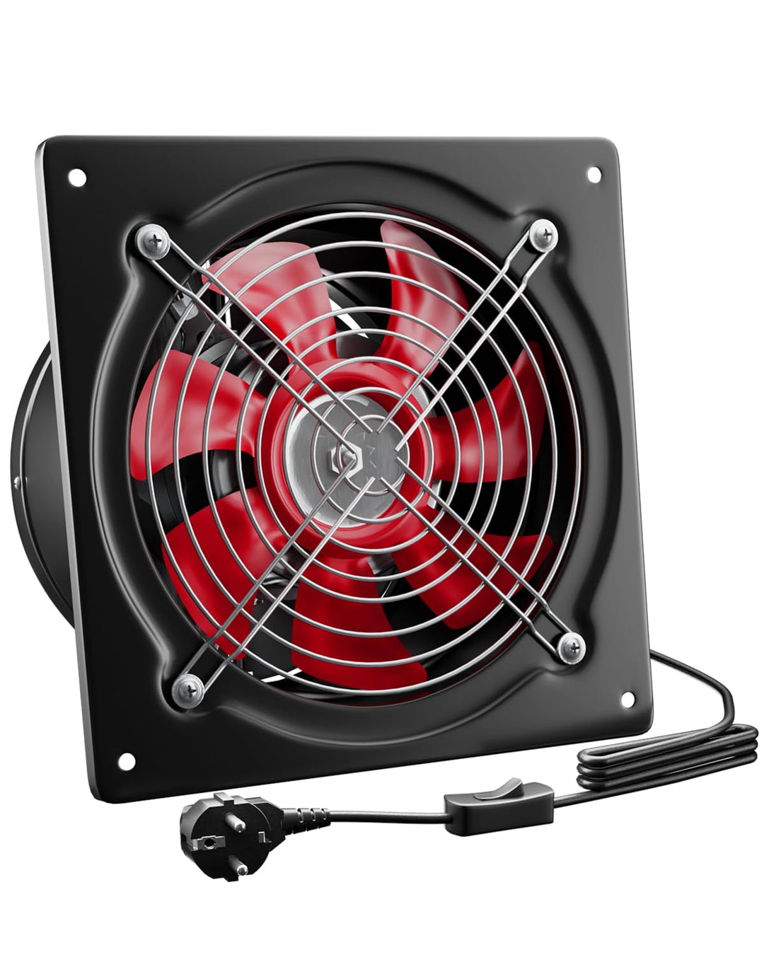 Hon&Guan Abluftventilator 200mm mit Schalter, 980m³/h Industrie Rauchabzug Wandventilator mit Rückla