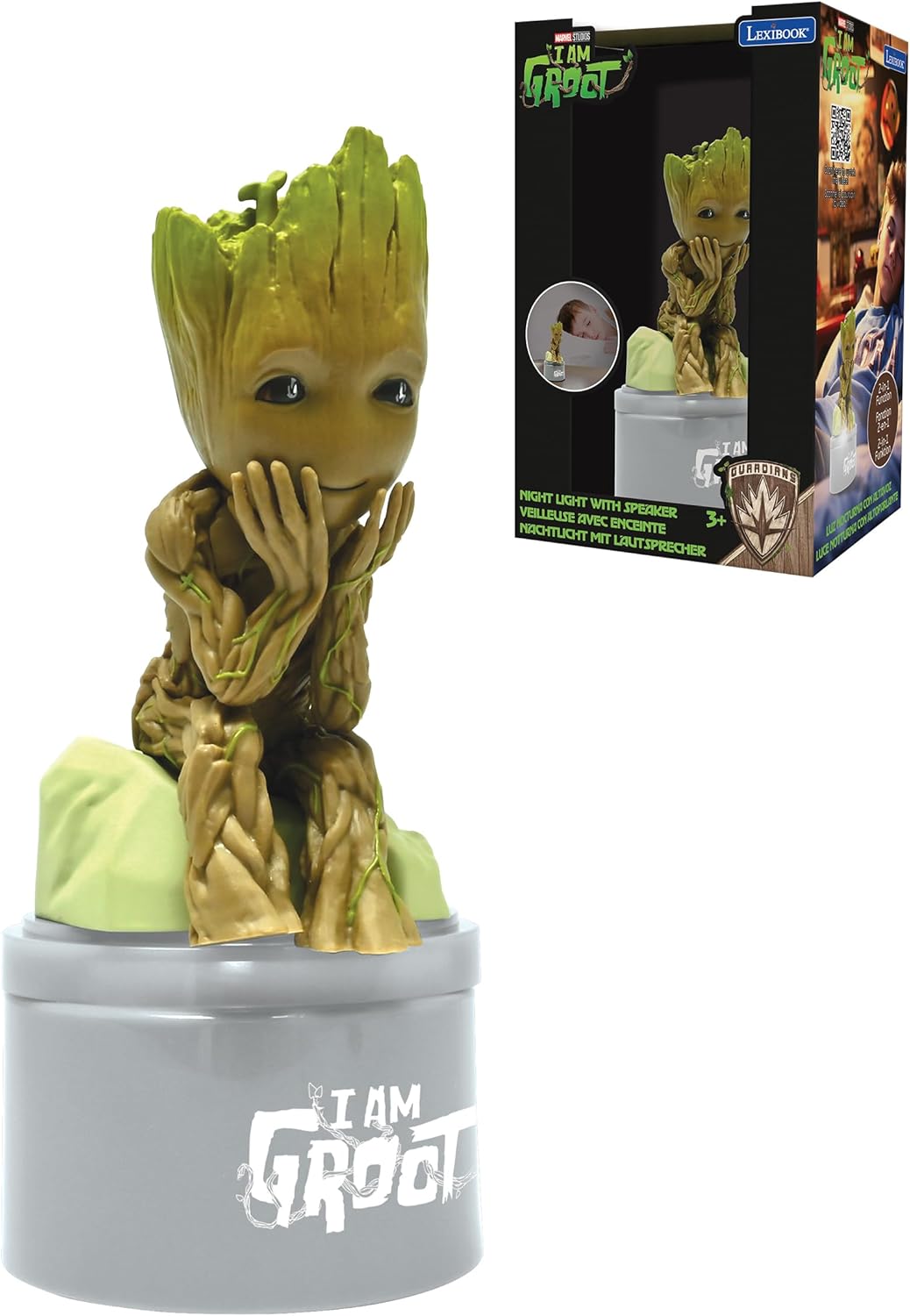 Lexibook, Marvel Guardians of The Galaxy, Groot Nachtlicht mit Lautsprecher für Kinderzimmer, weiche