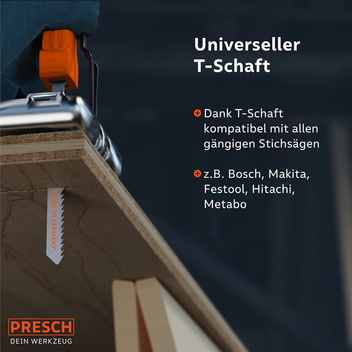 Presch Stichsägeblätter Set Metall & Holz 10 Stk. - Stichsägeblatt Set für alle Anwendungen - Profi