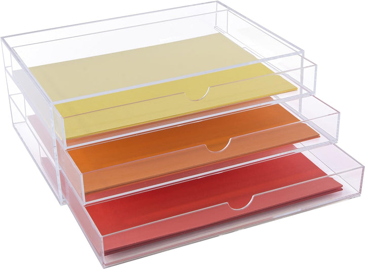 OSCO A3TSL Magazin mit 3 Schubladen aus klarem Acryl im Querformat farblos Single, Single