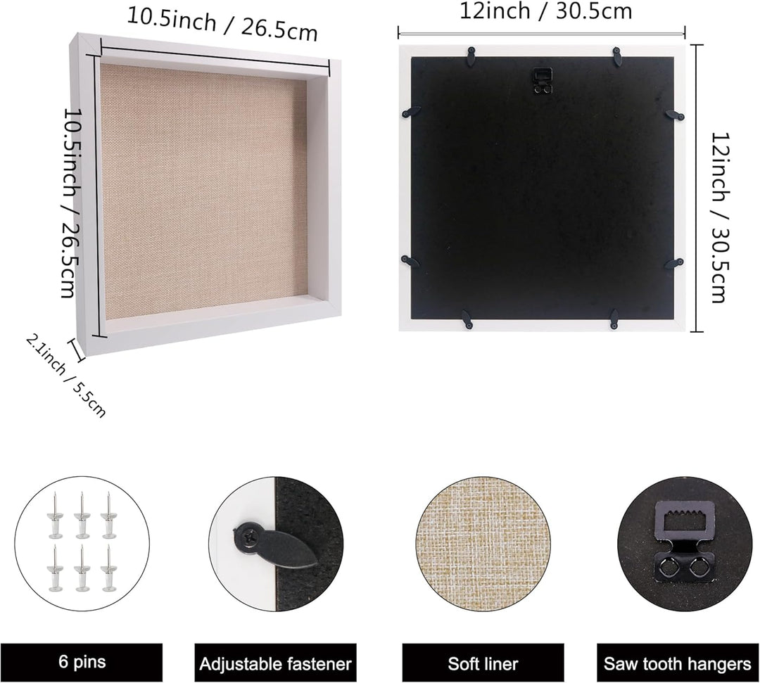 GraduatePro 3D bilderrahmen 30x30 zum befüllen gross schaukasten Wand für Weiss Objektrahmen Hochzei