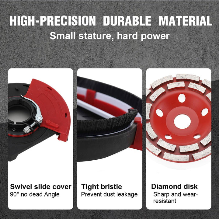 Absaugaufsatz Absaughaube für Winkelschleifer Betonschleifer mit 2 stück Professional Schleiftopf 12