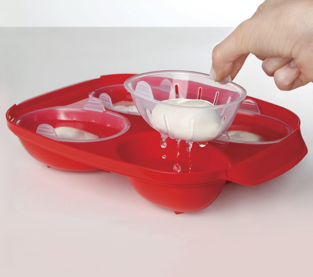 Sistema Microwave Eierpochierer für 4 Eier, rot Egg Poacher, Egg Poacher