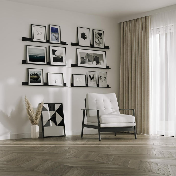 byde Ein schlankes Wandregal für Fotos, Bilder und Bücher. Modernes und minimalistisches Design. Her
