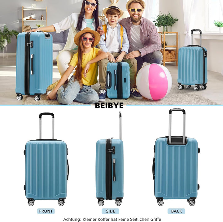 BEIBYE TSA-Schloss 2080 Zwillingsrollen 3 TLG. Reisekofferset Koffer Kofferset Trolley Trolleys Hart