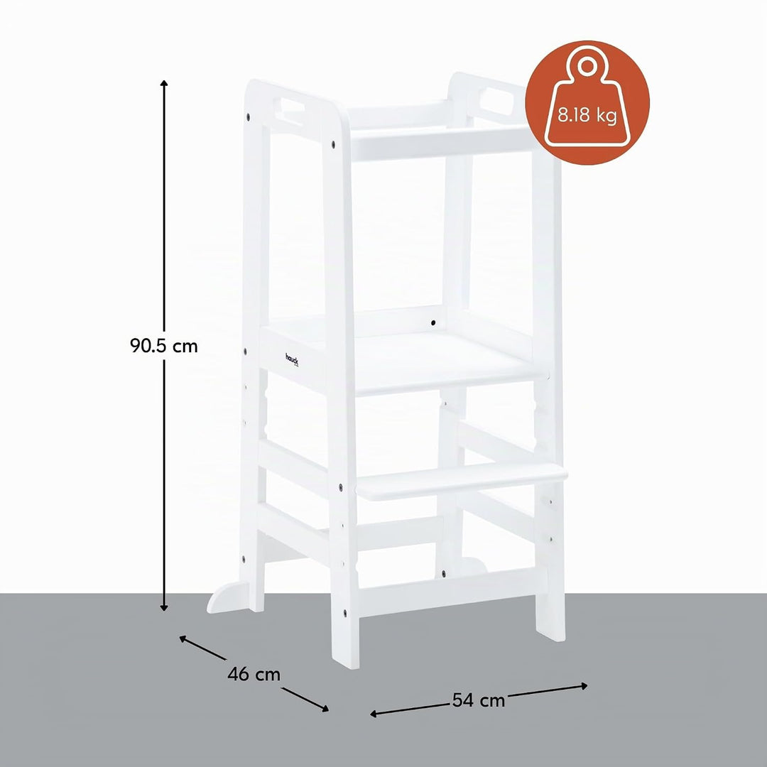 hauck Learn N Explore, Weiss - Lernturm für KInder aus FSC® Zertifiziertes Buchenholz, Höhenverstell