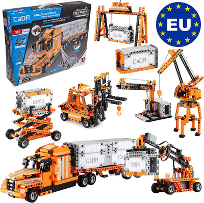 CaDA 10in1 Hafen-Set (Truck, Hänger, Gabelstapler, Lader, Kräne, Container UVM!), 634 Teile (kompati