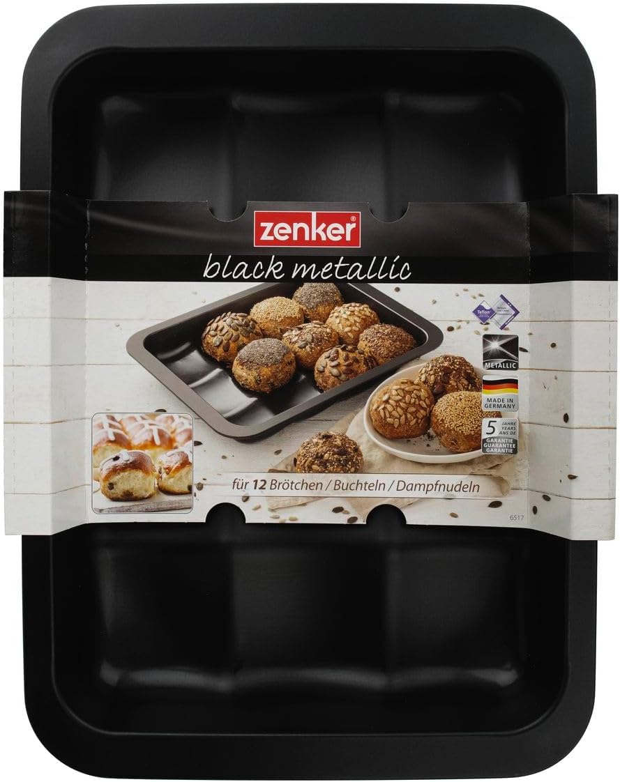 Zenker Brötchenform Black Metallic, hochwertige Dampfnudelform mit Antihaftbeschichtung, Backform fü