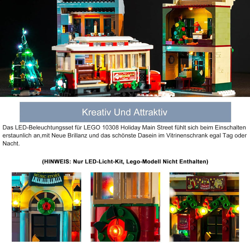 Led Licht Set für Lego 10308 Holiday Main Street (Kein Lego), Dekorationsbeleuchtungsset für Lego Ho