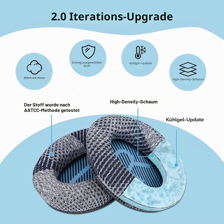 Cooling-Gel QuietComfort 35 / QC35 ii Ersatz-Ohrpolster für Bose Kopfhörer Cusion, Kompatibel mit Bo