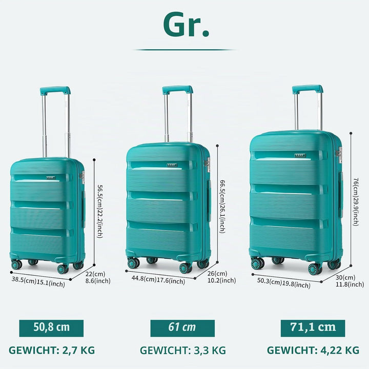 KONO Gepäck-Sets… 3er Koffer Set Türkis Grün, 3er Koffer Set Türkis Grün