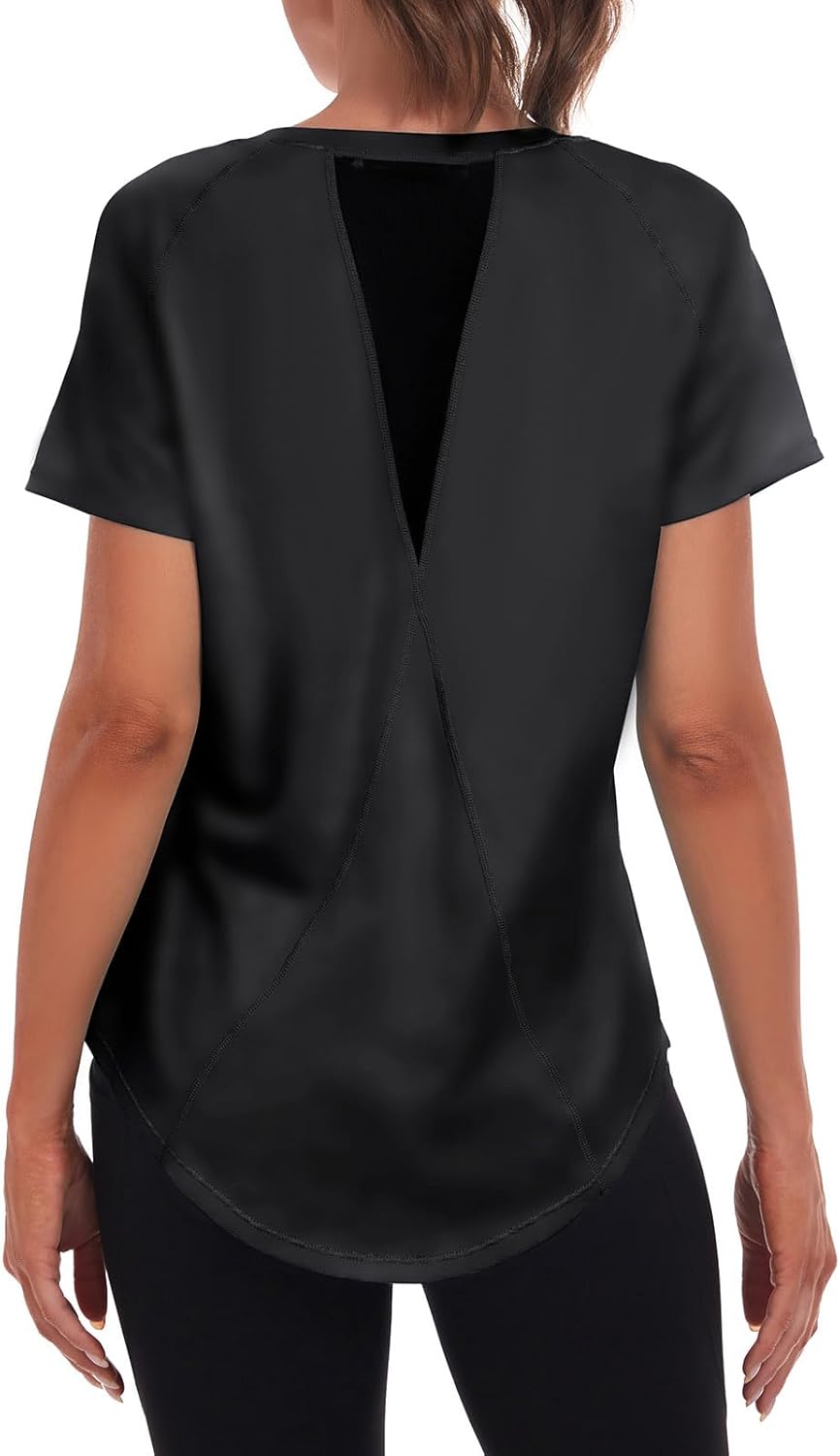 Jlowesun Sportshirt Damen Kurzarm,Leichtes Atmungsaktiv Funktions Back Mesh Sport Oberteile Damen,Ru