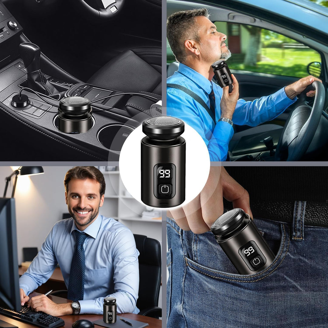 Rasierer Herren Elektrisch, 8000rpm 8cm Mini Shaver IPX7 wasserdicht | mit 360° Federbelasteter Schw