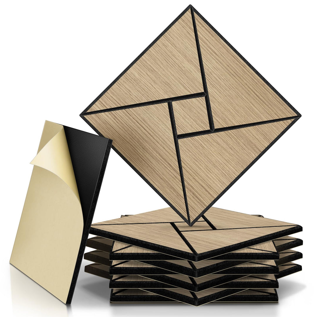 JAMELO Akustikpaneele Holz Furnier 10 Stücke | 30 * 30 * 1.2cm Akustikplatten Selbstklebend 3D Wandp