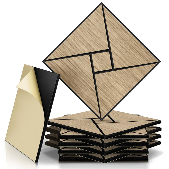 JAMELO Akustikpaneele Holz Furnier 10 Stücke | 30 * 30 * 1.2cm Akustikplatten Selbstklebend 3D Wandp