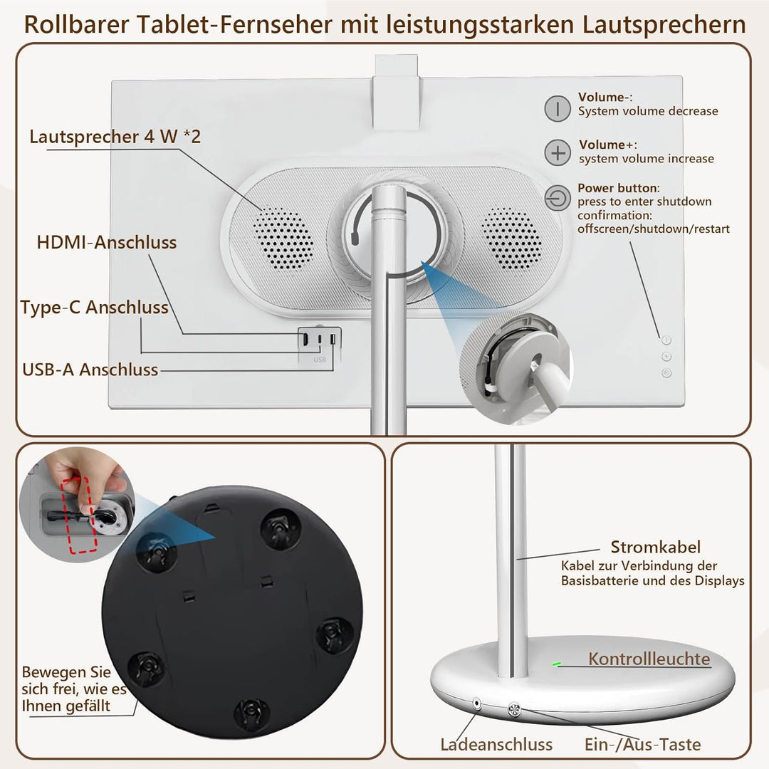 OFD Monitor 27'',Outdoor Fernseher,Portabel Monitor,Touch Screen,Android 13 OS,60Hz,6+128GB Portable