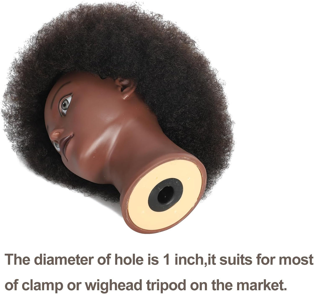 Afro Mannequinkopf mit 100% gelocktem Echthaar, Kosmetologie-Kopf für Friseure, Praxis, Styling, Fle