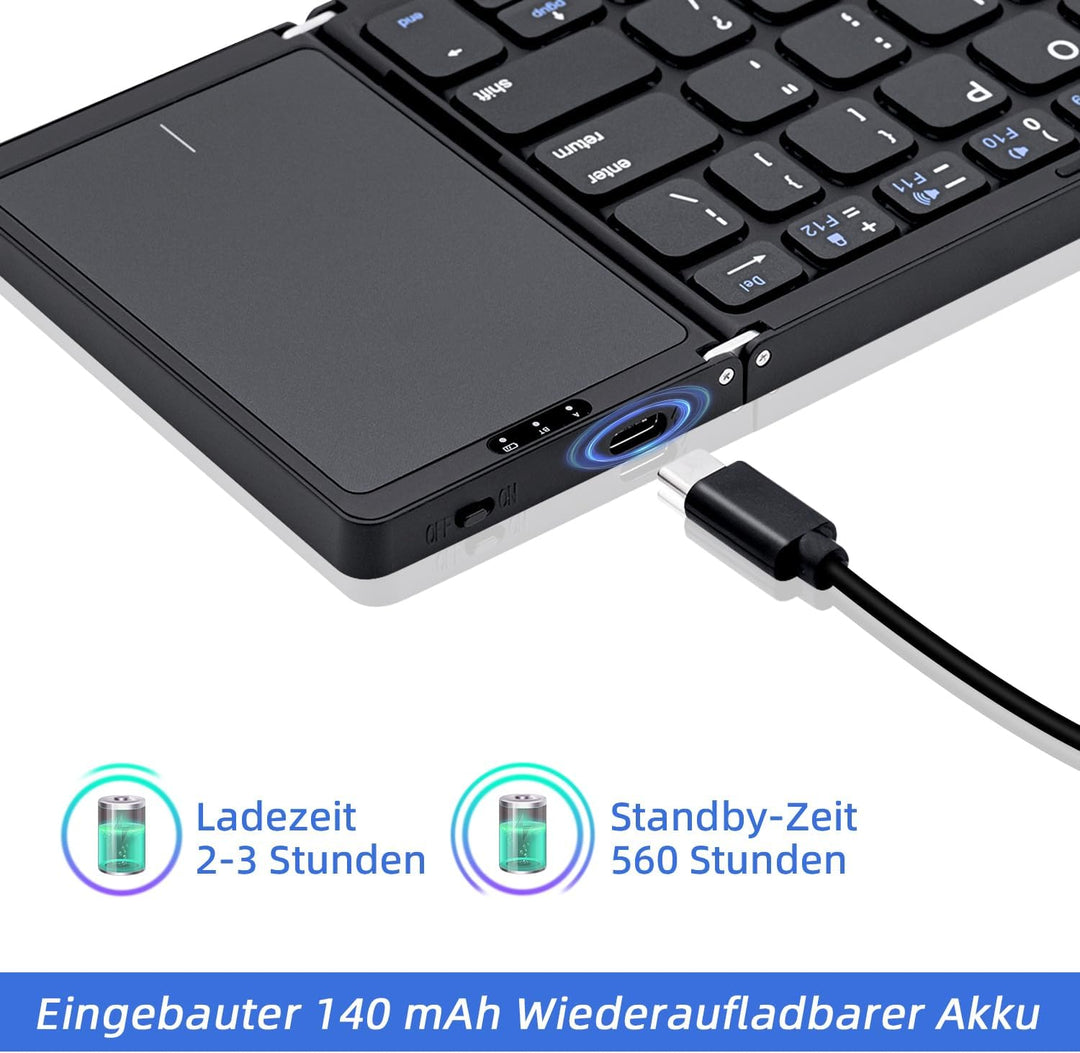 Mcbazel Faltbare kabellose Tastatur mit Touchpad für Tablet/Handy/PC, tragbare Tastatur, kabellos, w