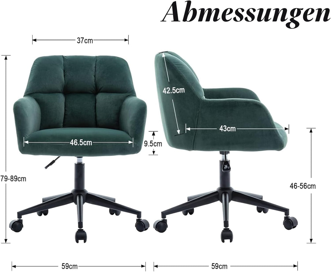 chairus Schreibtischstuhl Samt Bürostuhl 360° Drehbar Schreibtischstuhl Höhenverstellbar Drehstuhl f