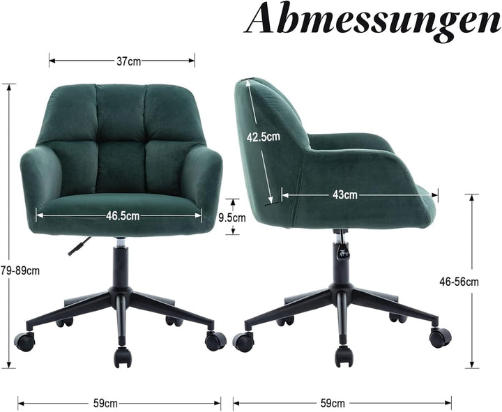 chairus Schreibtischstuhl Samt Bürostuhl 360° Drehbar Schreibtischstuhl Höhenverstellbar Drehstuhl f