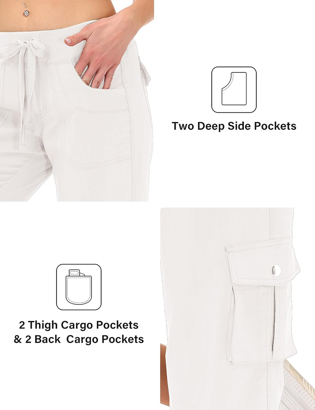 JINSHI Hosen Damen Sommer Cargohose 3/4 Lange Hosen Caprihose Freizeithose Outdoorhose Wanderhose mi