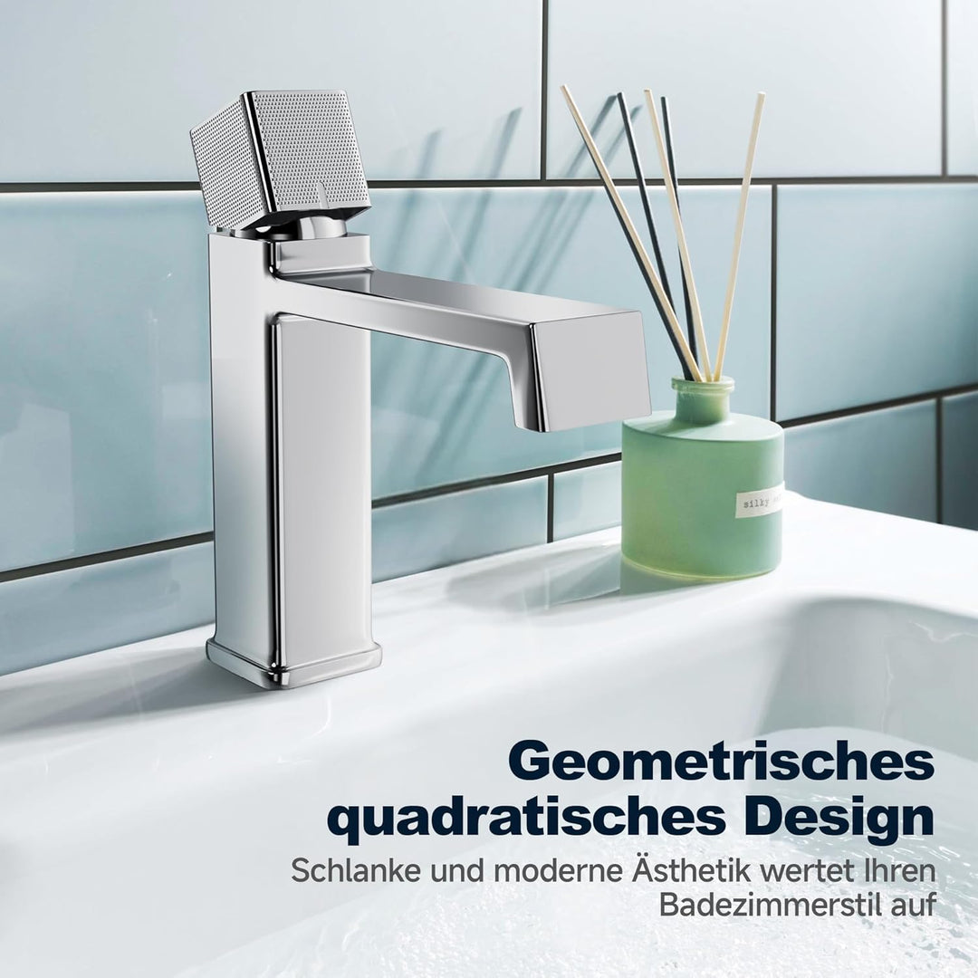 Alphabath Wasserhahn Bad Messinggehäuse Waschtischarmatur mit Keramikkartusche, Mischbatterie Waschb