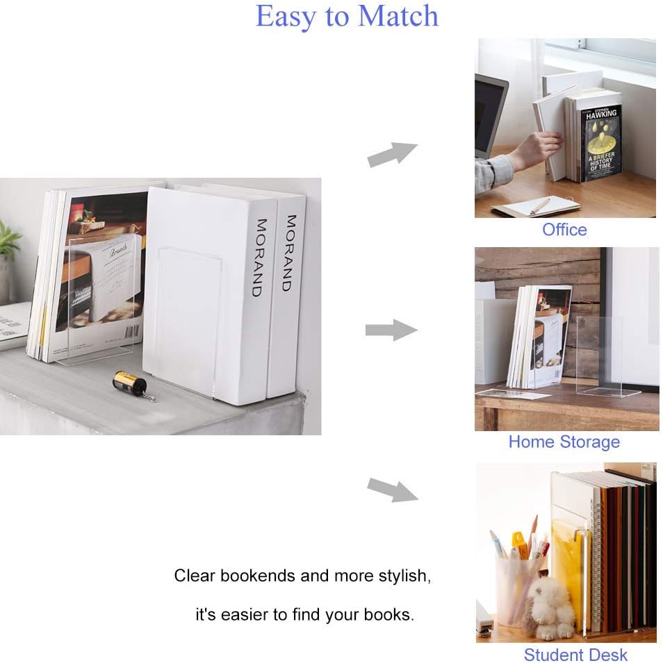Buchstützen, 8 Stück, rutschfest, schweres Metall, langlebig, stabil, robust, für Bücher, Organizer,